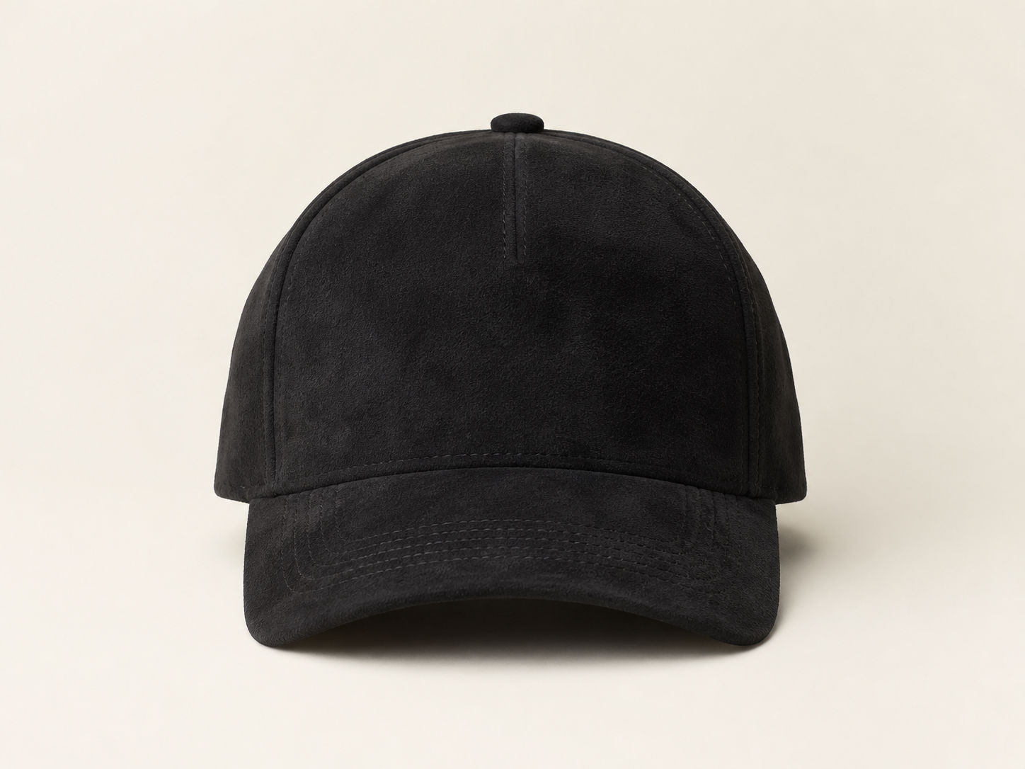 Black suede Newsfinch cap with embroidered Newsfinch wordmark